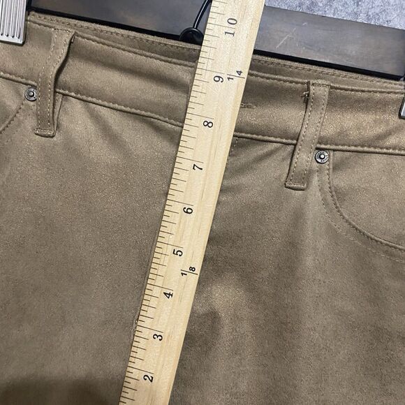 Chicos Faux Suede Jeggings Womens Sz 00 US 2 Brown Gold Shimmer Stretch Pockets - Picture 5 of 6